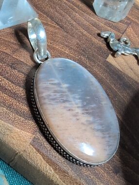Peach Chocolate moonstone pendant 925
